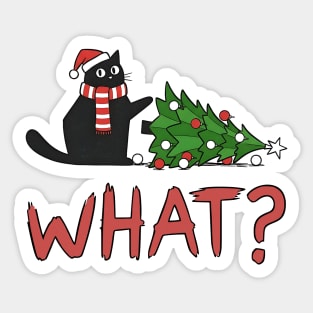 What? Funny Cat Christmas Design Sticker